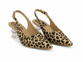 Leopard Print Pointed Toe Slingback Heels – Clear Sculpted Heel