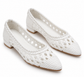 Women's Ivory Woven Ballet Flats | Pointed Toe & Low Block Heel