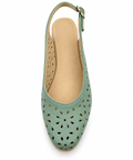 Sage Green Slingback Flats with Floral Cutouts