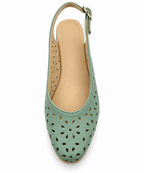 Sage Green Slingback Flats with Floral Cutouts
