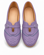Women's Purple Mary Jane Flats | Perforated Buckle Ballet Shoes