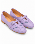 Women's Lavender Mary Jane Flats | Brogue Detail & Buckle Strap