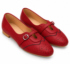 Cherry Red Mary Jane Flats for Women | Buckle Strap Ballet Shoes