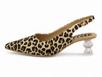 Leopard Print Pointed Toe Slingback Heels – Clear Sculpted Heel