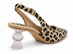 Leopard Print Pointed Toe Slingback Heels – Clear Sculpted Heel