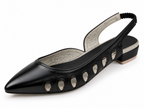 Black Pointed Toe Slingback Flats with Cutout Detail