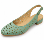 Sage Green Slingback Flats with Floral Cutouts