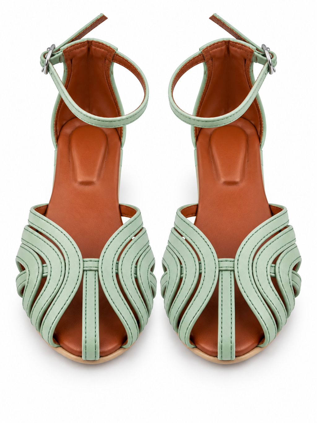 Women's Mint Green Ankle Strap Sandals | Strappy Open Toe & Low Block Heel