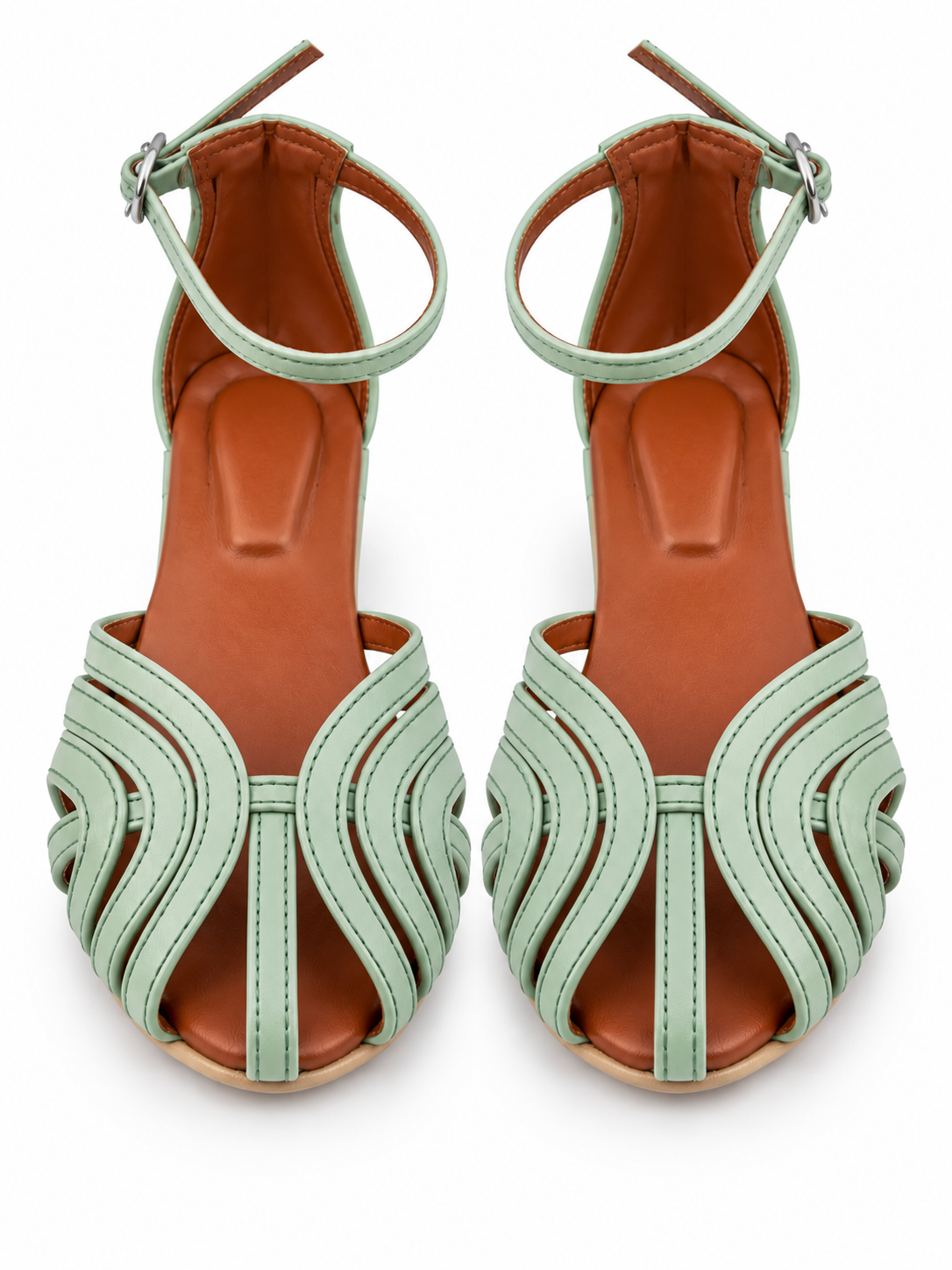 Women's Mint Green Ankle Strap Sandals | Strappy Open Toe & Low Block Heel
