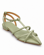 Sage Green Block Heel Sandals – Strappy T-Strap & Ankle Buckle