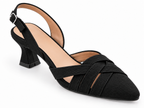 Black Pointed Toe Slingback Heels | Criss Cross Straps