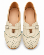 Beige Mary Jane Ballet Flats for Women | Buckle Strap, Cutout Toe