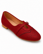 Cherry Red Mary Jane Flats for Women | Buckle Strap Ballet Shoes