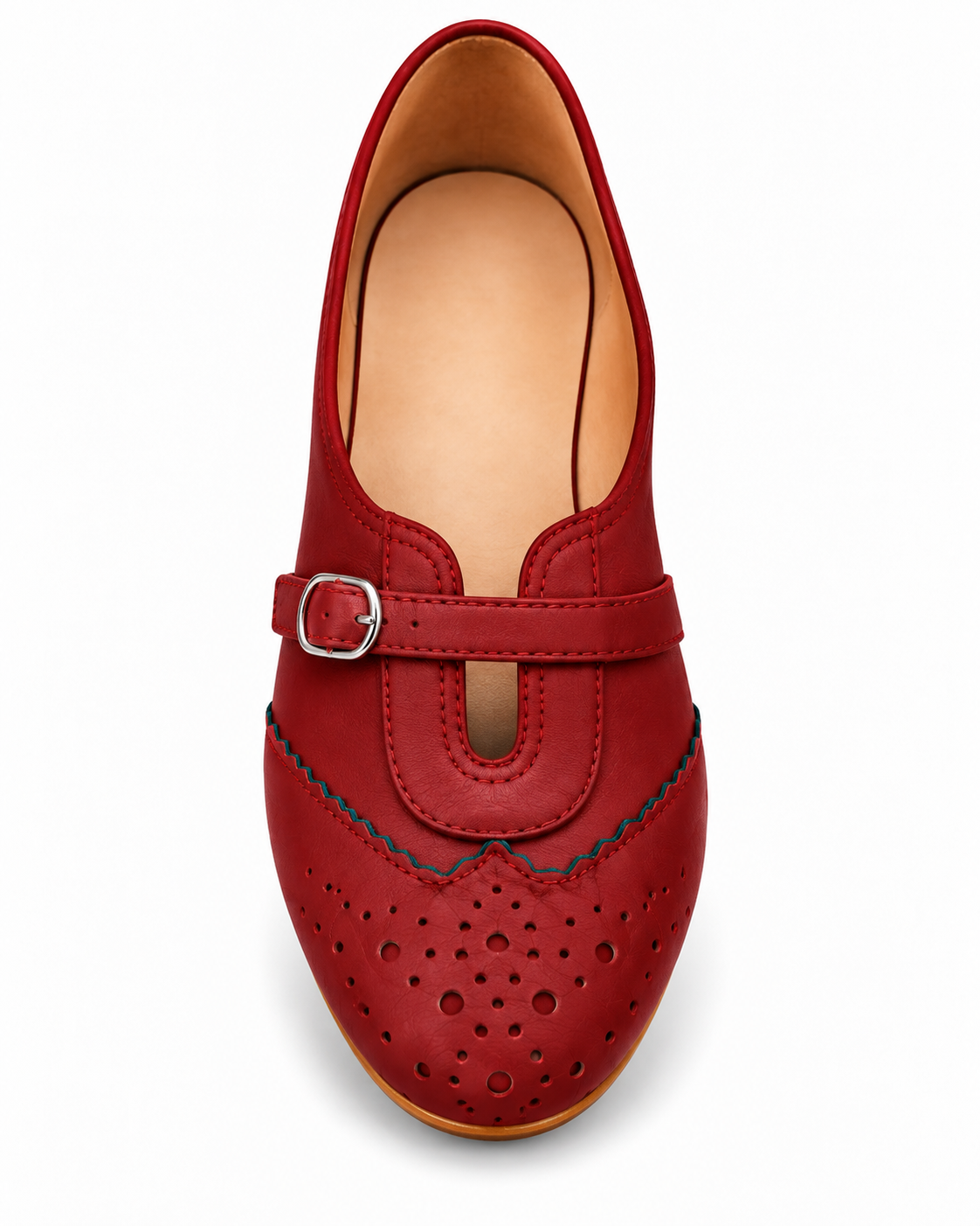 Cherry Red Mary Jane Flats for Women | Buckle Strap Ballet Shoes
