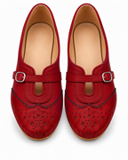 Cherry Red Mary Jane Flats for Women | Buckle Strap Ballet Shoes