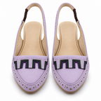 Women's Lavender Slingback Loafer Pumps | Perforated Block Heel Shoes