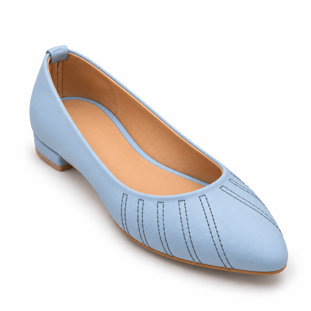 Women’s Light Blue Ballet Flats | Low Block Heel Slip-On Shoes