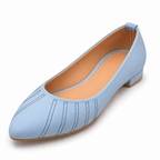 Women’s Light Blue Ballet Flats | Low Block Heel Slip-On Shoes