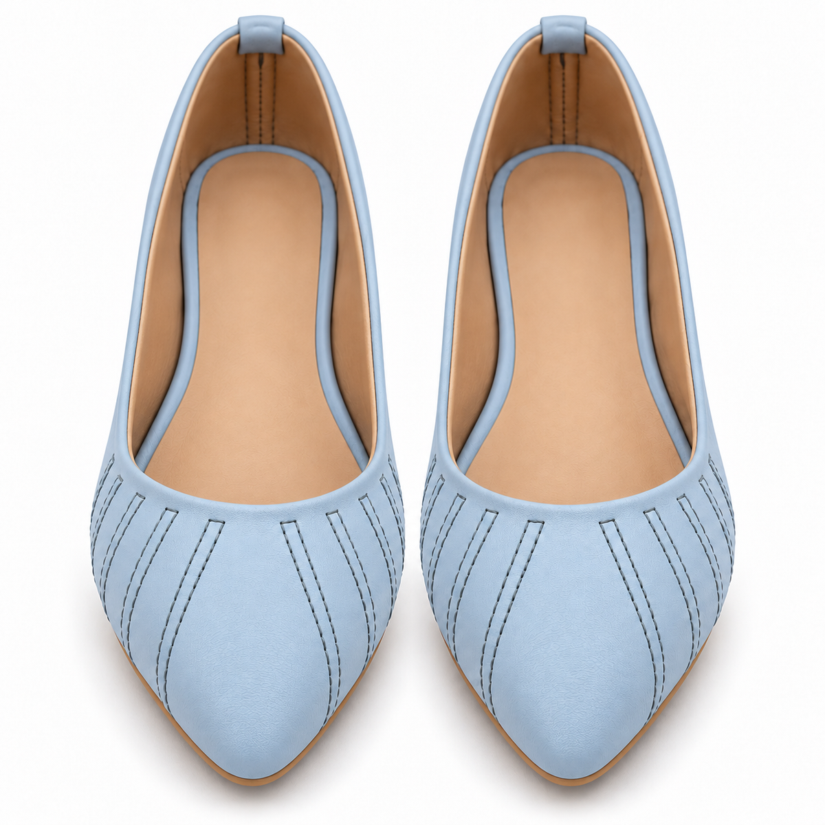 Women’s Light Blue Ballet Flats | Low Block Heel Slip-On Shoes