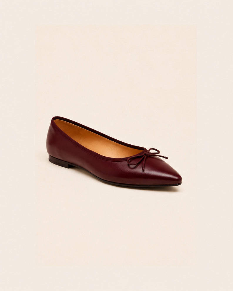 Elara Pointed Ballet Flat — Burgundy — view 1