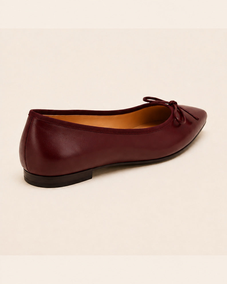Elara Pointed Ballet Flat — Burgundy — view 2