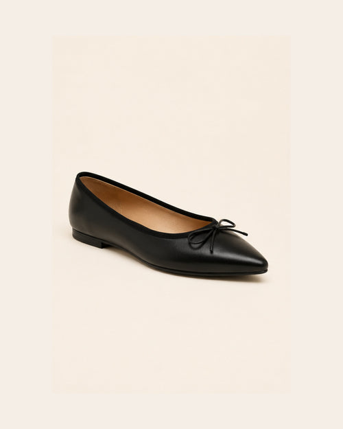 Elara Pointed Ballet Flat in Black