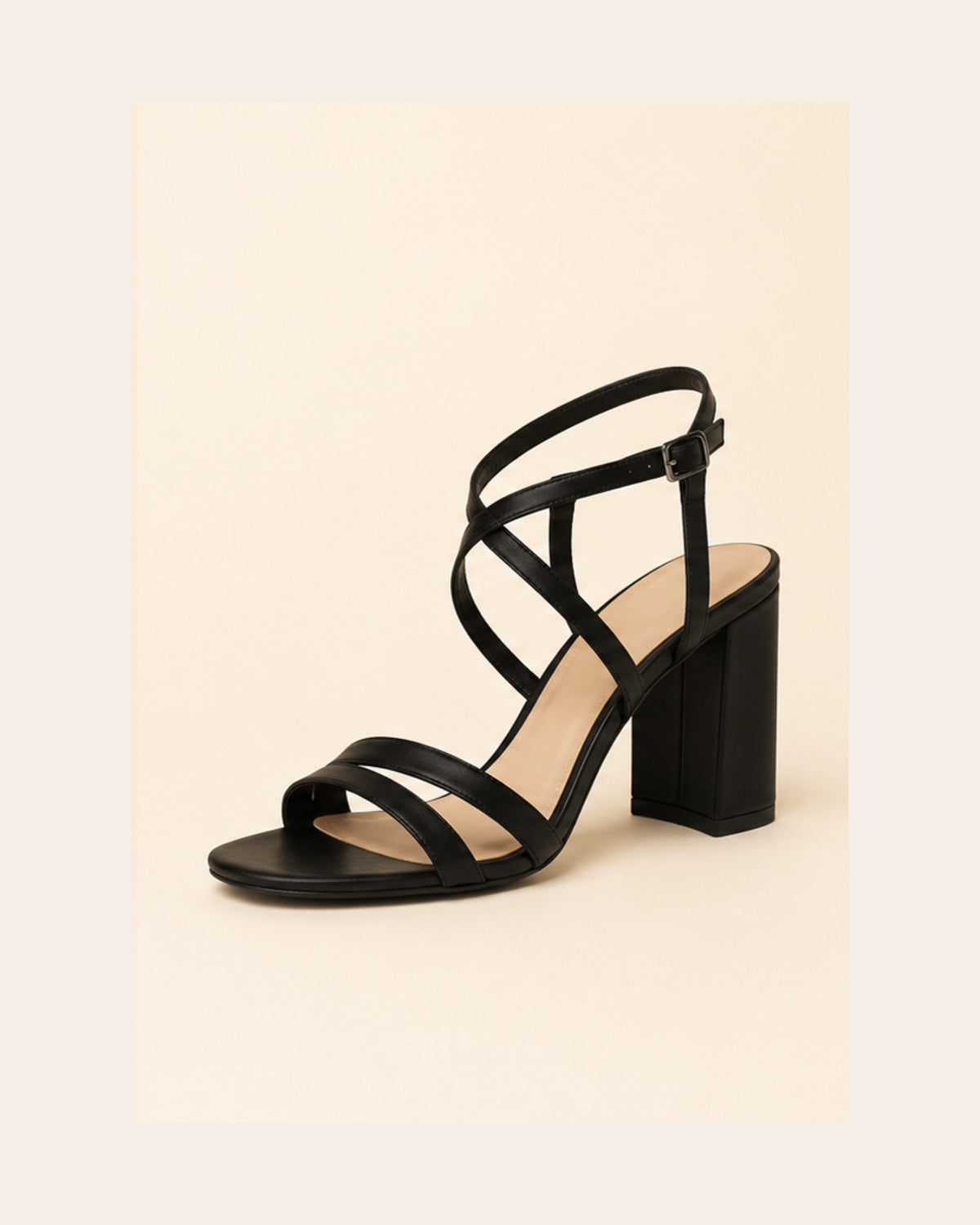 Noir Strappy Block Heel in Black