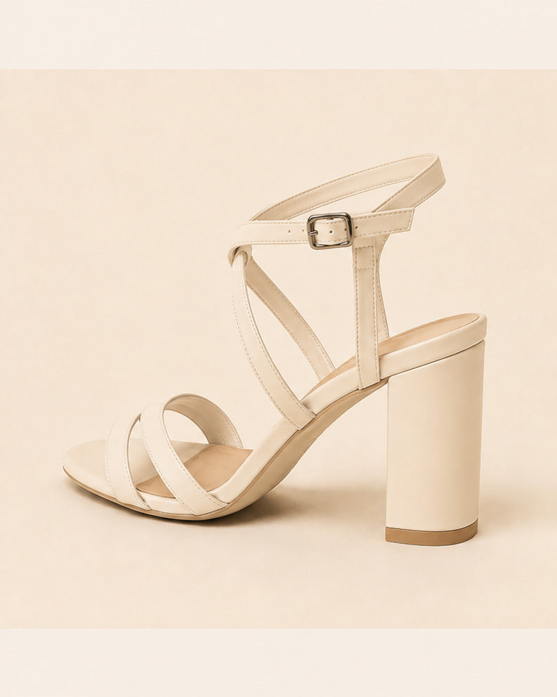 Noir Strappy Block Heel — Ivory — view 2