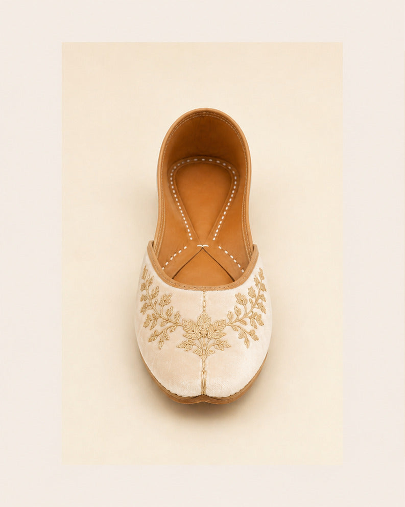 Raat Embroidered Khussa — Ivory — view 1
