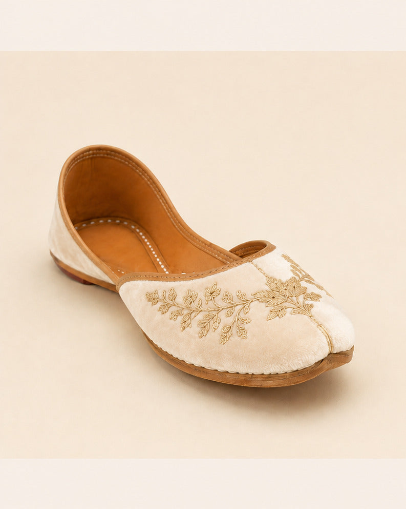 Raat Embroidered Khussa — Ivory — view 2