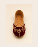 Raat Embroidered Khussa — Maroon — view 1