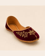 Raat Embroidered Khussa — Maroon — view 2